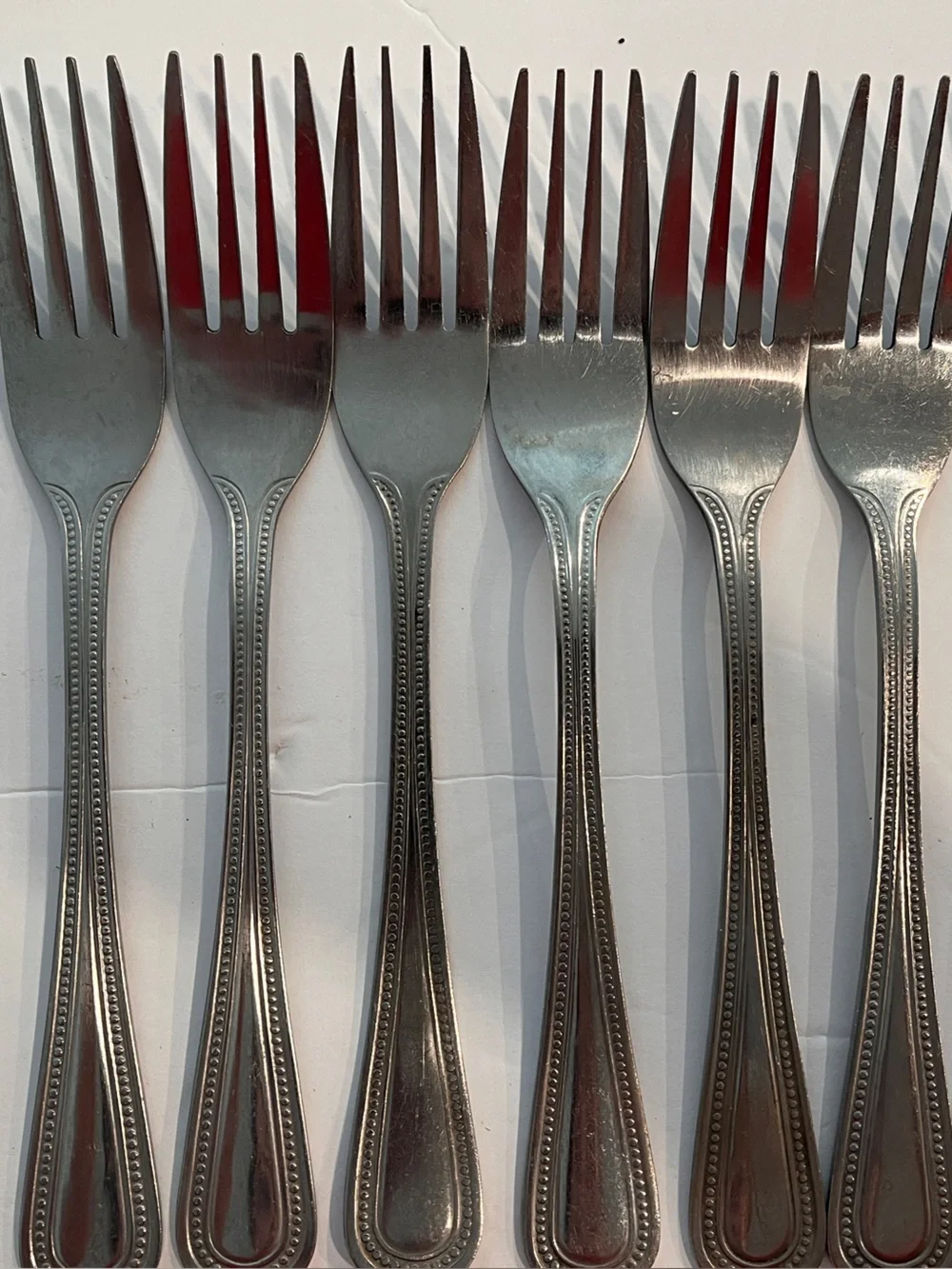 Libertyware Stainless Steel Primrose Dinner Forks with Beaded Handle - Set of 7